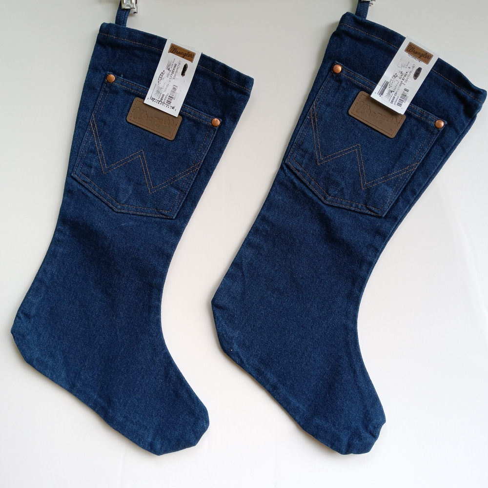 NWT Wrangler Blue Denim Christmas Stockings *Pair*